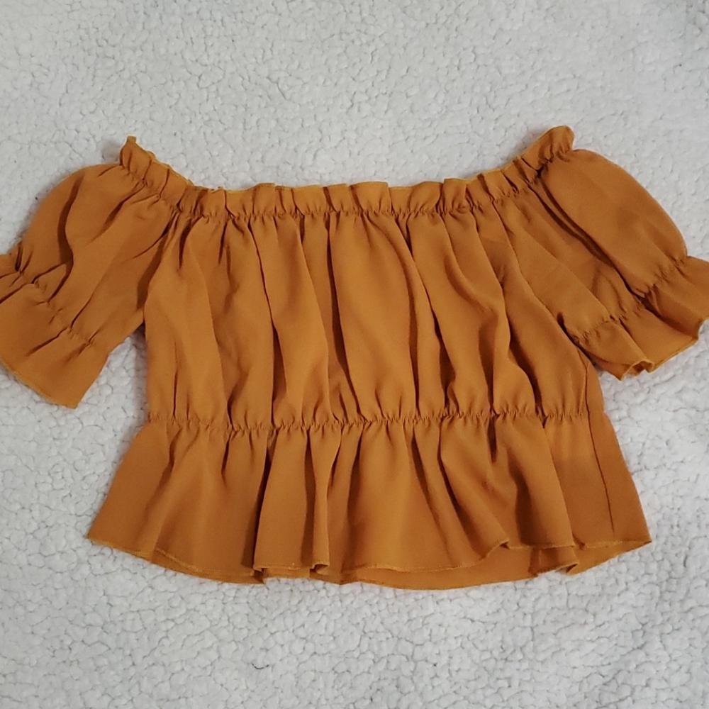 SOLD Mustard Yellow Peplum Top